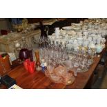 A collection of various table glassware