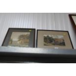 Two framed watercolour studies depicting figures b