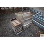 Six mushroom sieves and six wooden trays