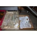 Two boxes containing various table glassware etc