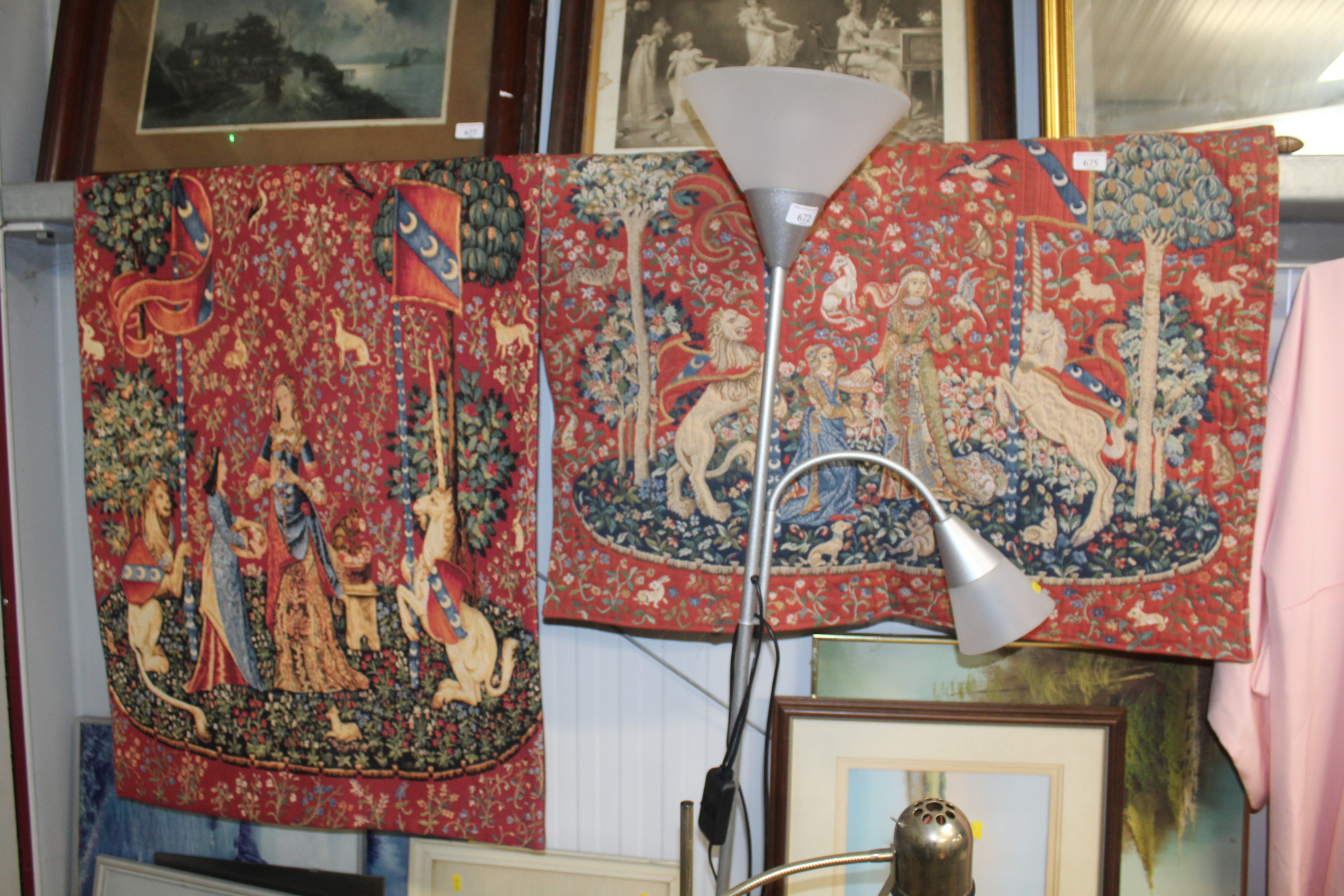 Two William Morris style wall hangings