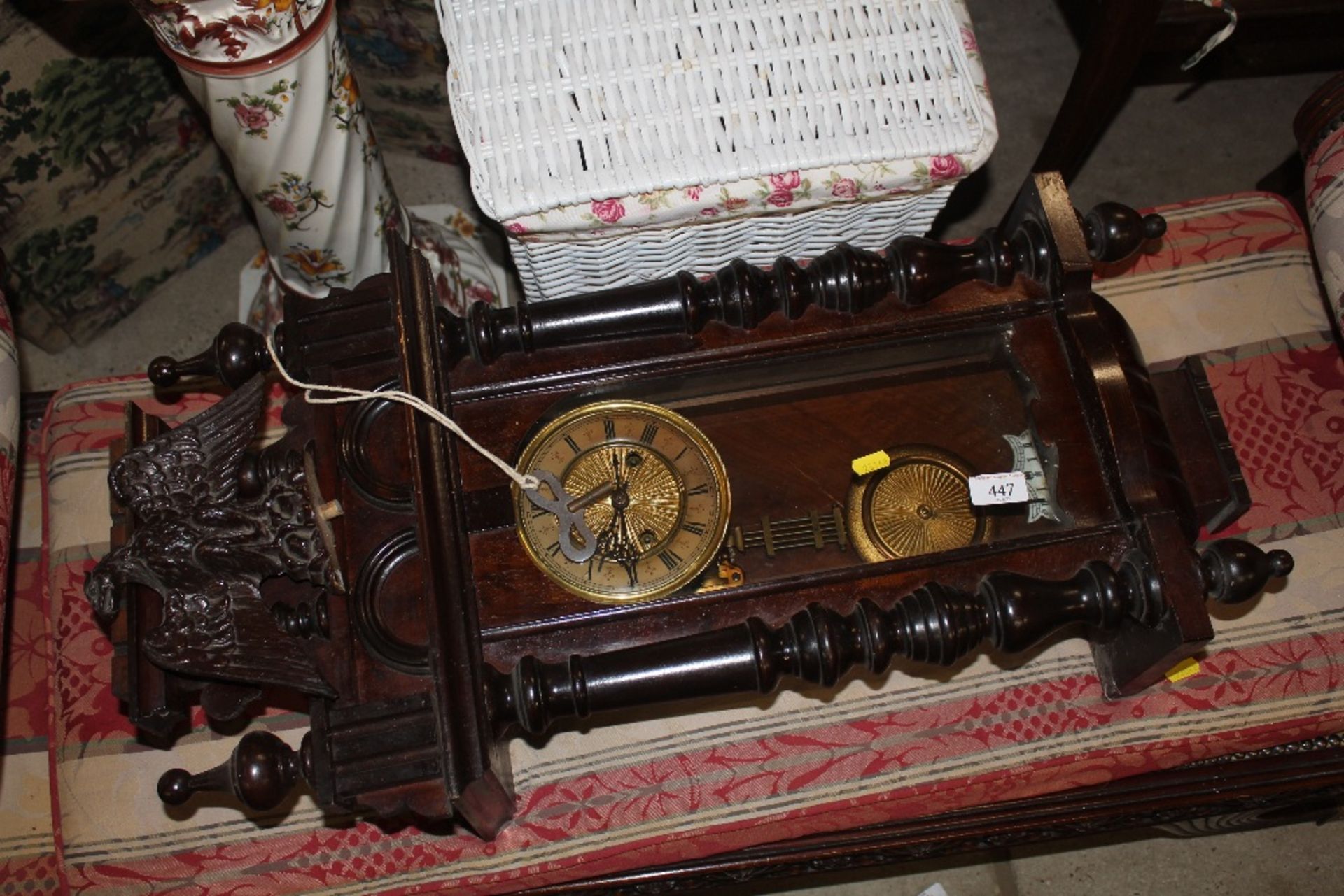 A Victorian walnut regulator wall clock