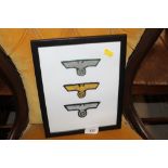 Three framed German breast eagles