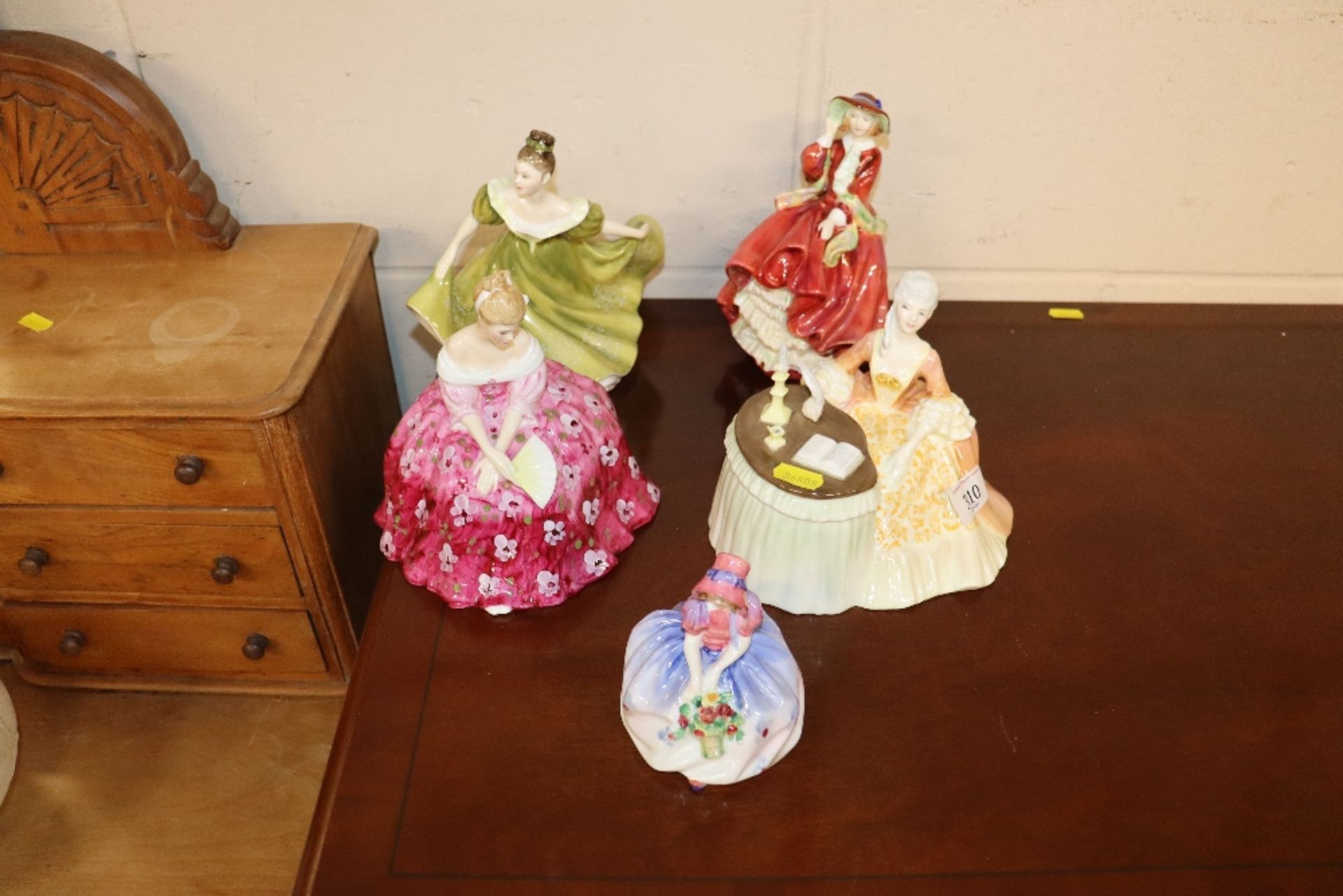 Five Royal Doulton figures, Monica, Meditation, Vi