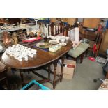 An oak gate leg dining table and four Edwardian ch