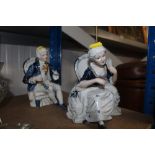 Two blue and white porcelain figures