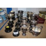 A quantity of silver plated trophies