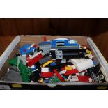 A box containing various Lego