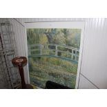 A large coloured print after Monet 'The Waterlily