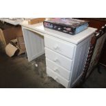 A white painted pine single pedestal dressing tabl