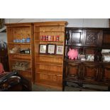 A pine open fronted bookcase