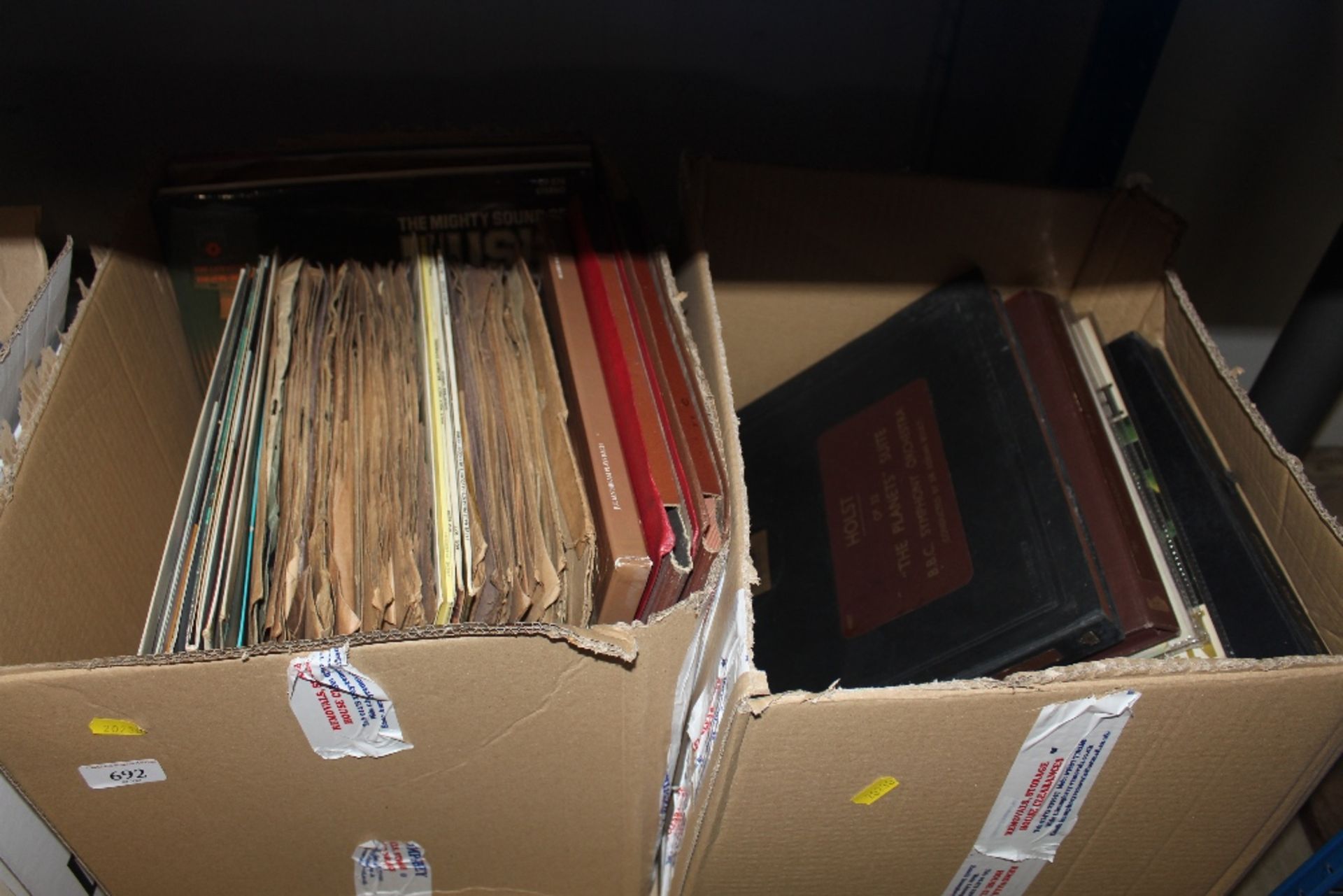 Two boxes of records