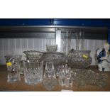 A quantity of table glassware to include rose bowl