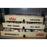 A Sylko three drawer sewing box and contents