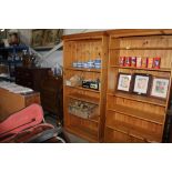 A pine open fronted bookcase