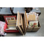 Two boxes containing various pictures and prints a