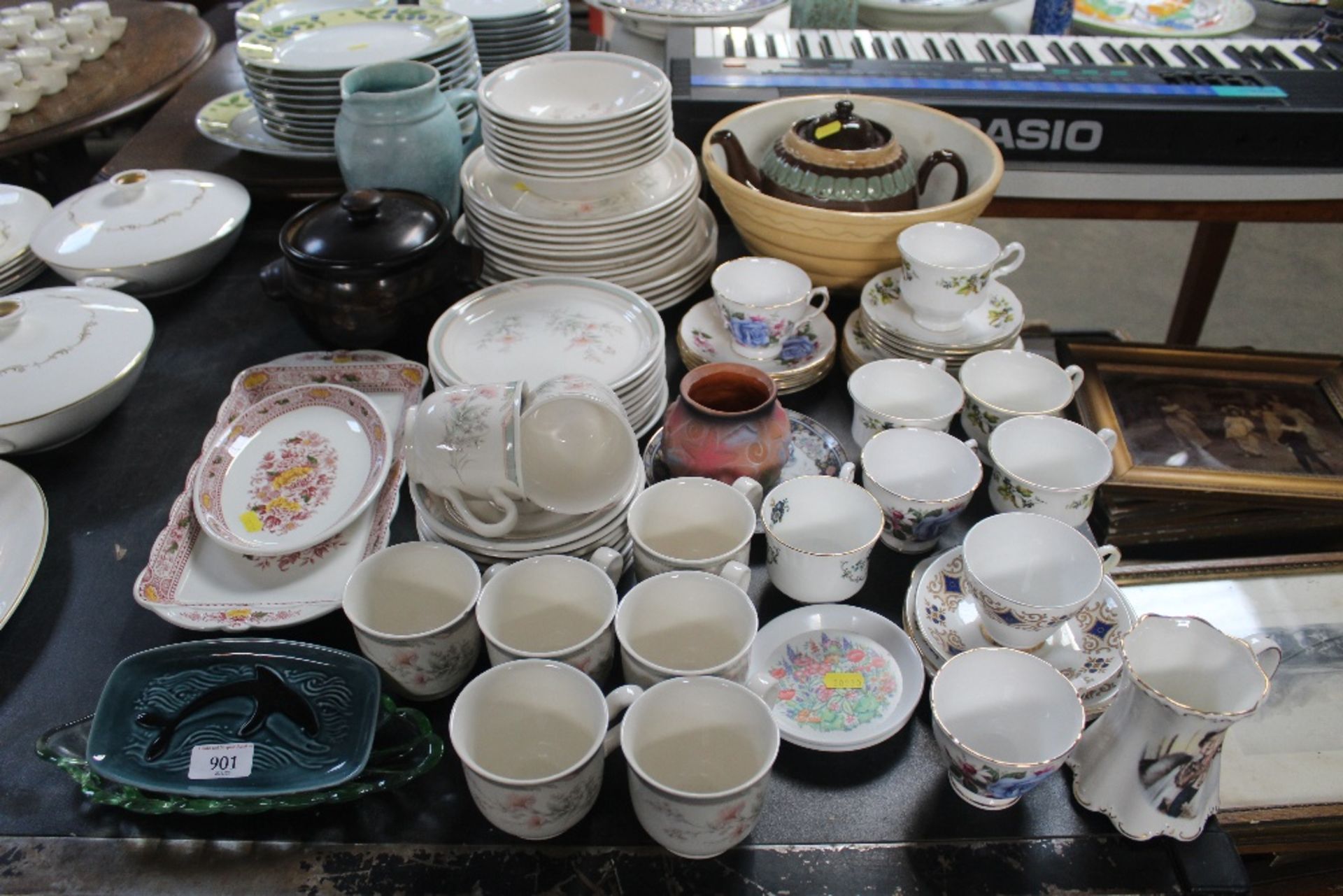A collection of Debenhams dinnerware; bone china teaware; Poole pottery dish etc