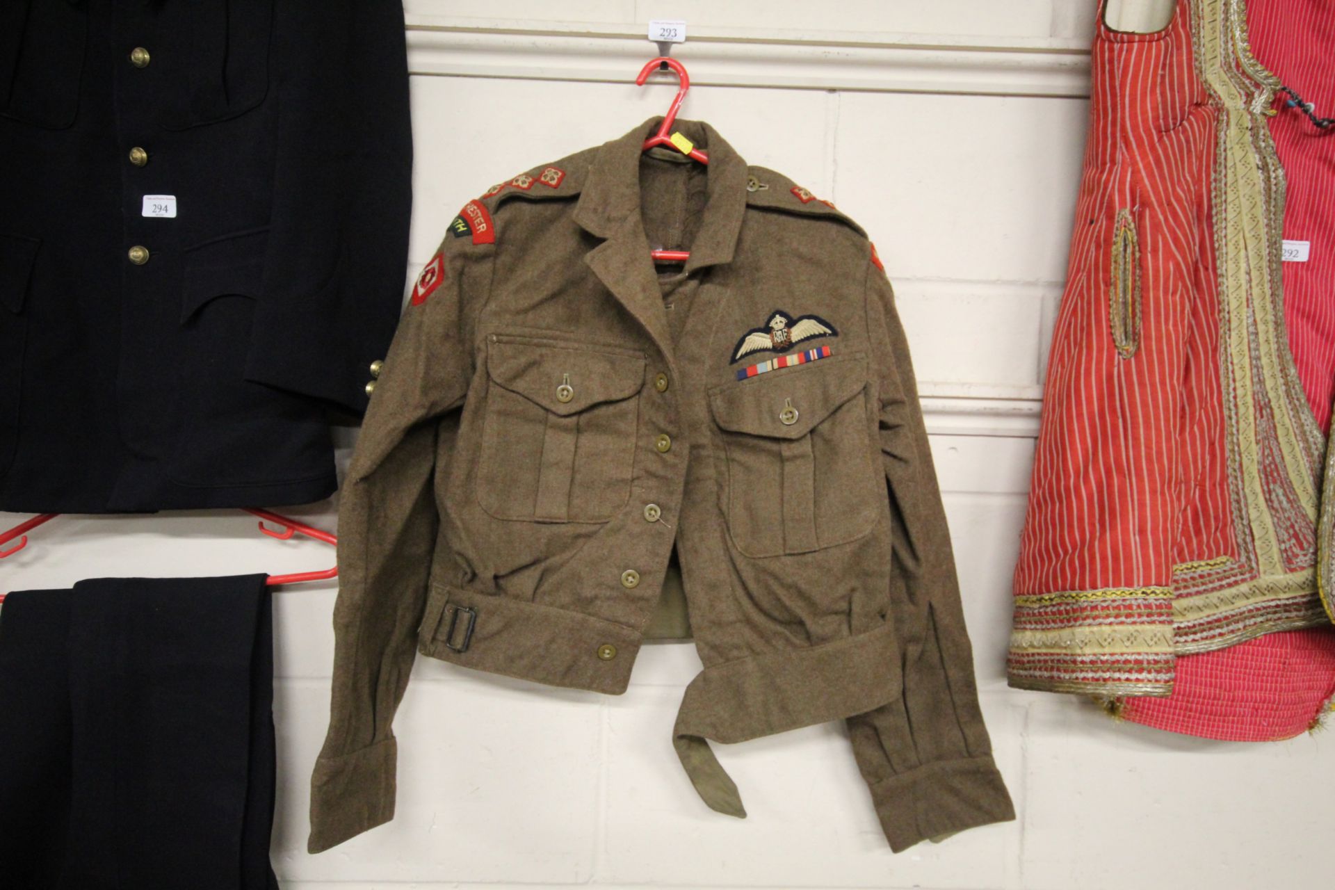 A battle dress blouse with RAF badge, 9th Battalio