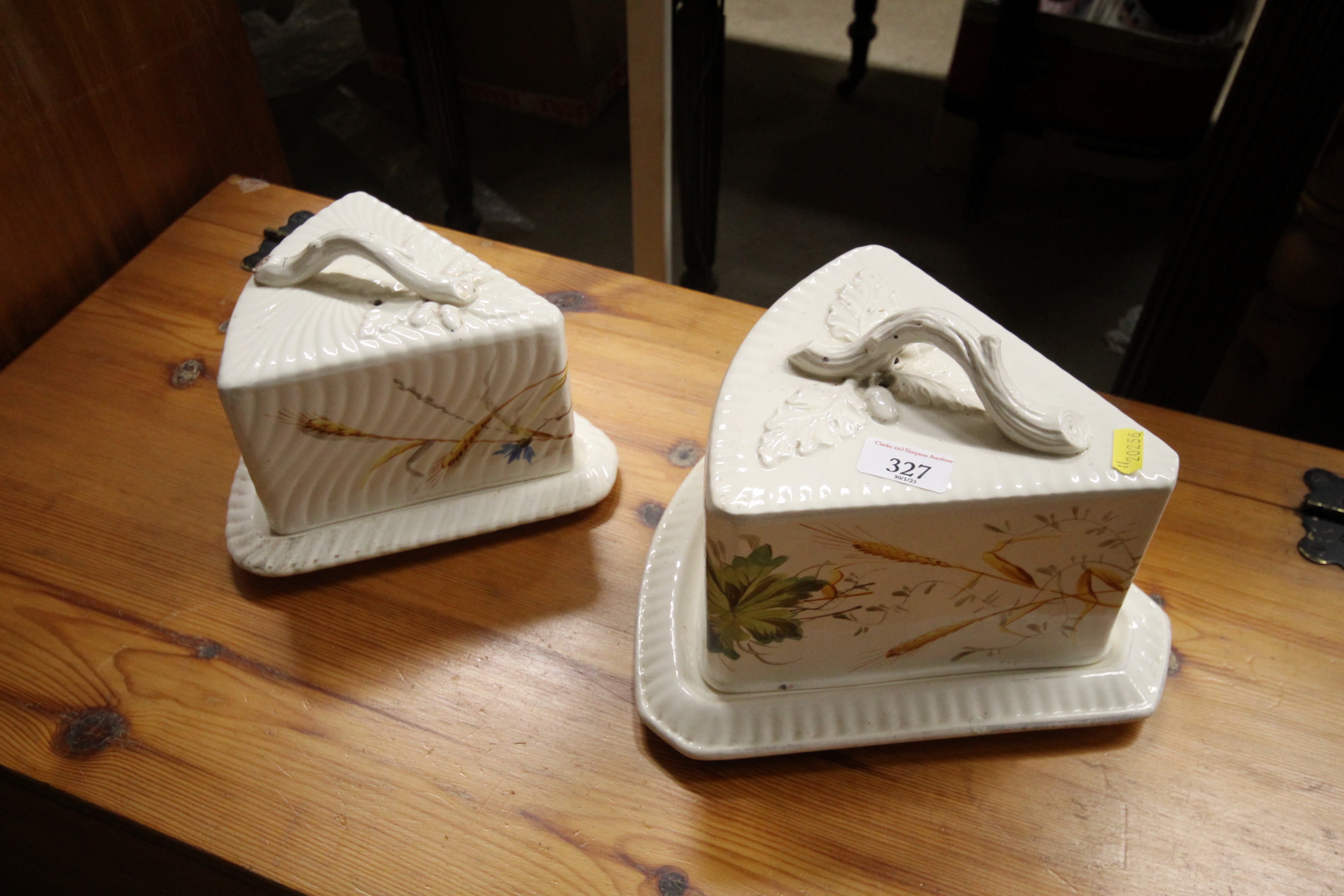 A pair of Victorian floral decorated cheese dishes