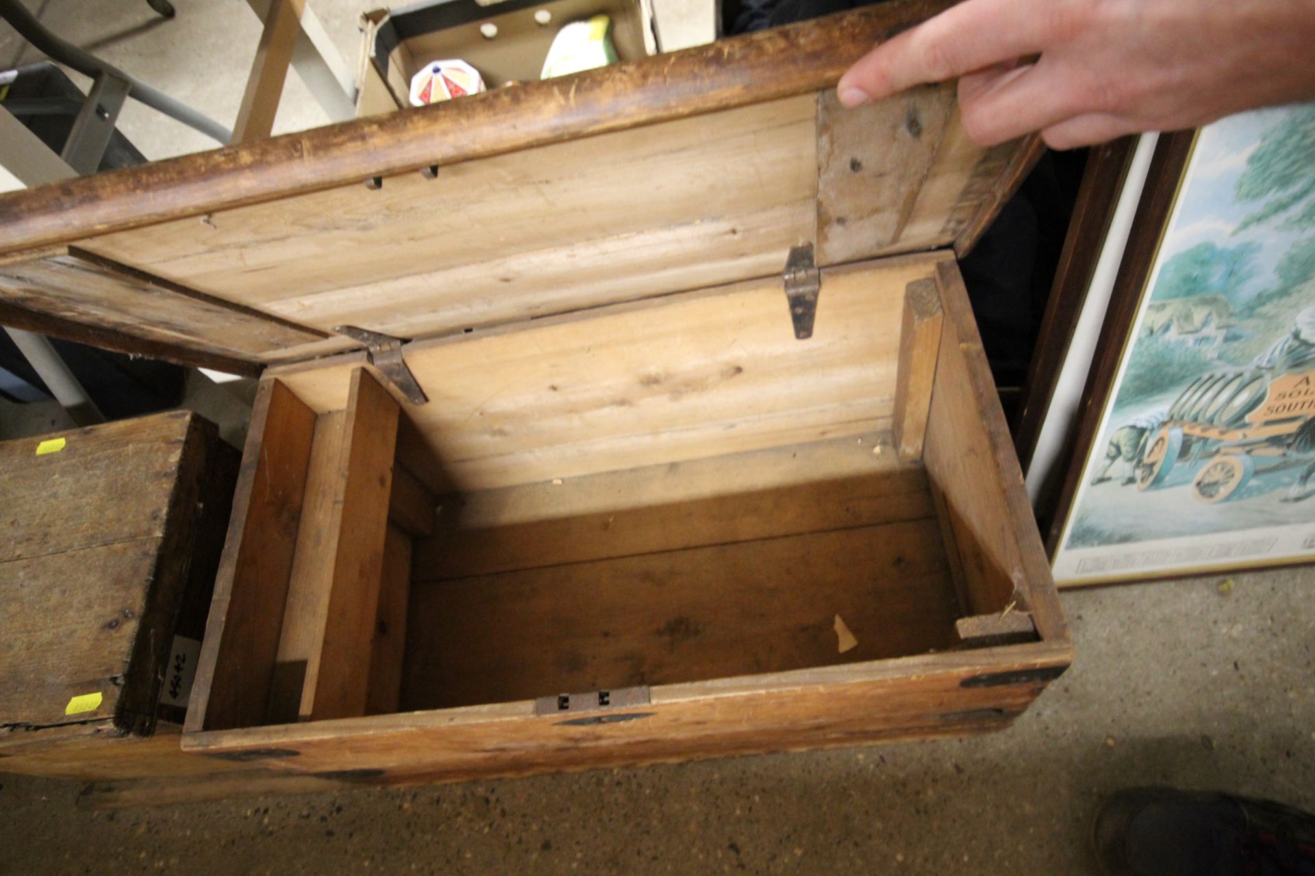 A pine storage box; and a metal bound and pine sto - Image 2 of 3