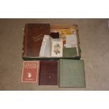 A box containing various post-card albums and misc