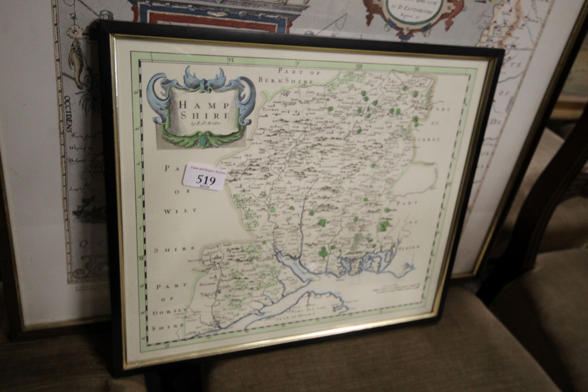 Two framed and glazed maps, Hampshire and Cornwall - Image 2 of 3