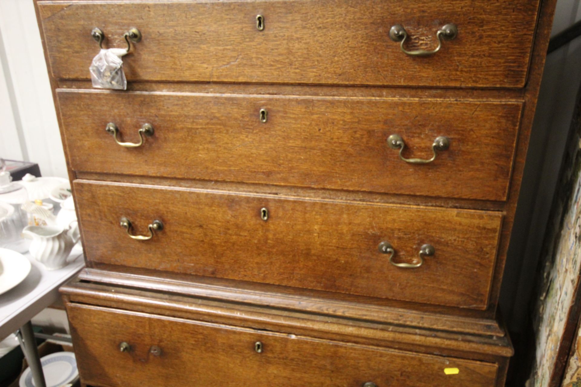 An antique chest on chest raised on bracket feet - Image 3 of 7