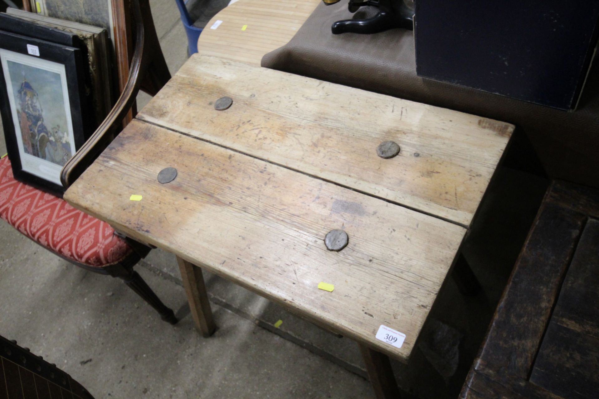 A stripped pine rustic table - Image 2 of 2