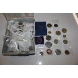 A box of various pre-decimal and other coinage inc