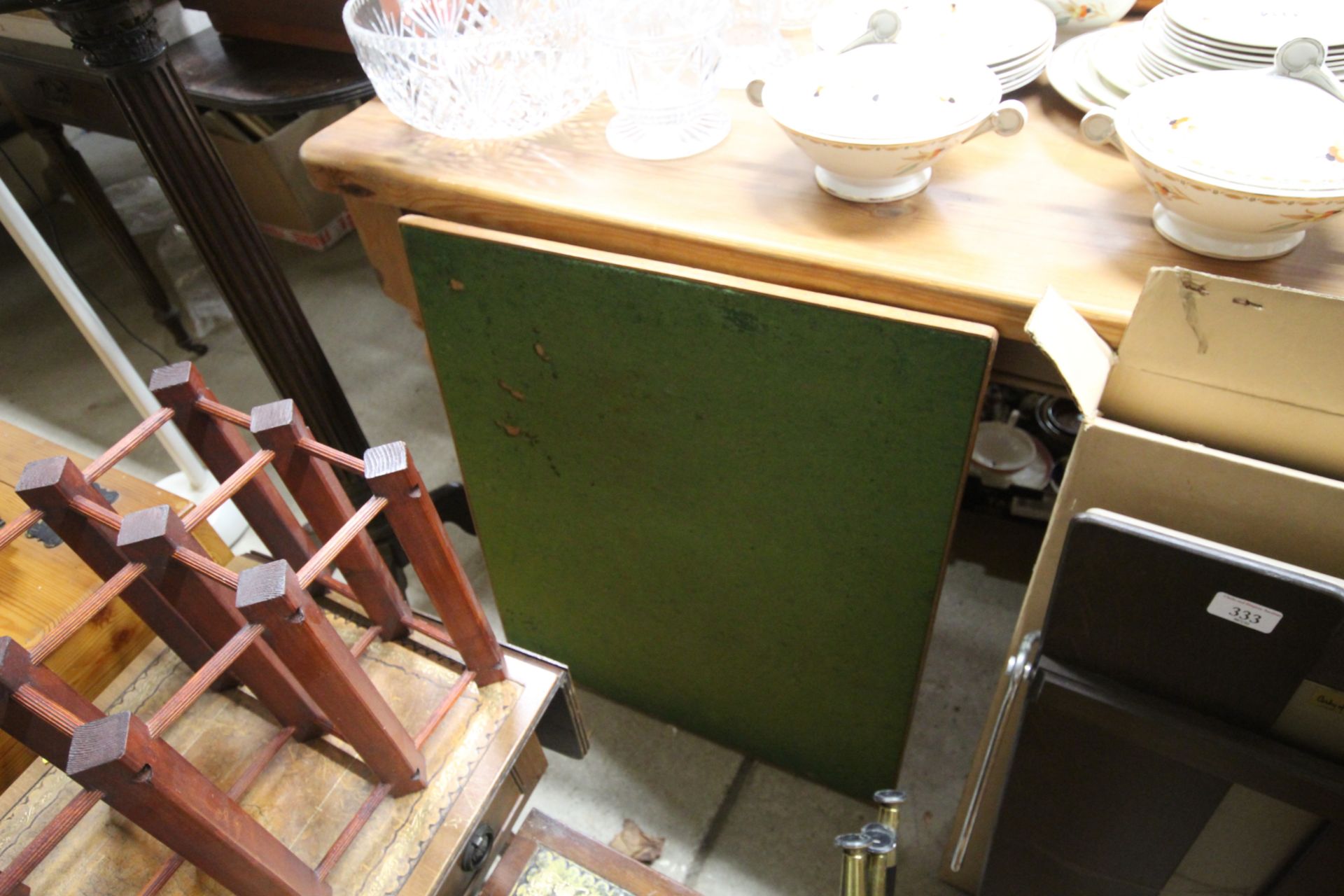 A small leather topped drop leaf table; and a leat - Image 2 of 5