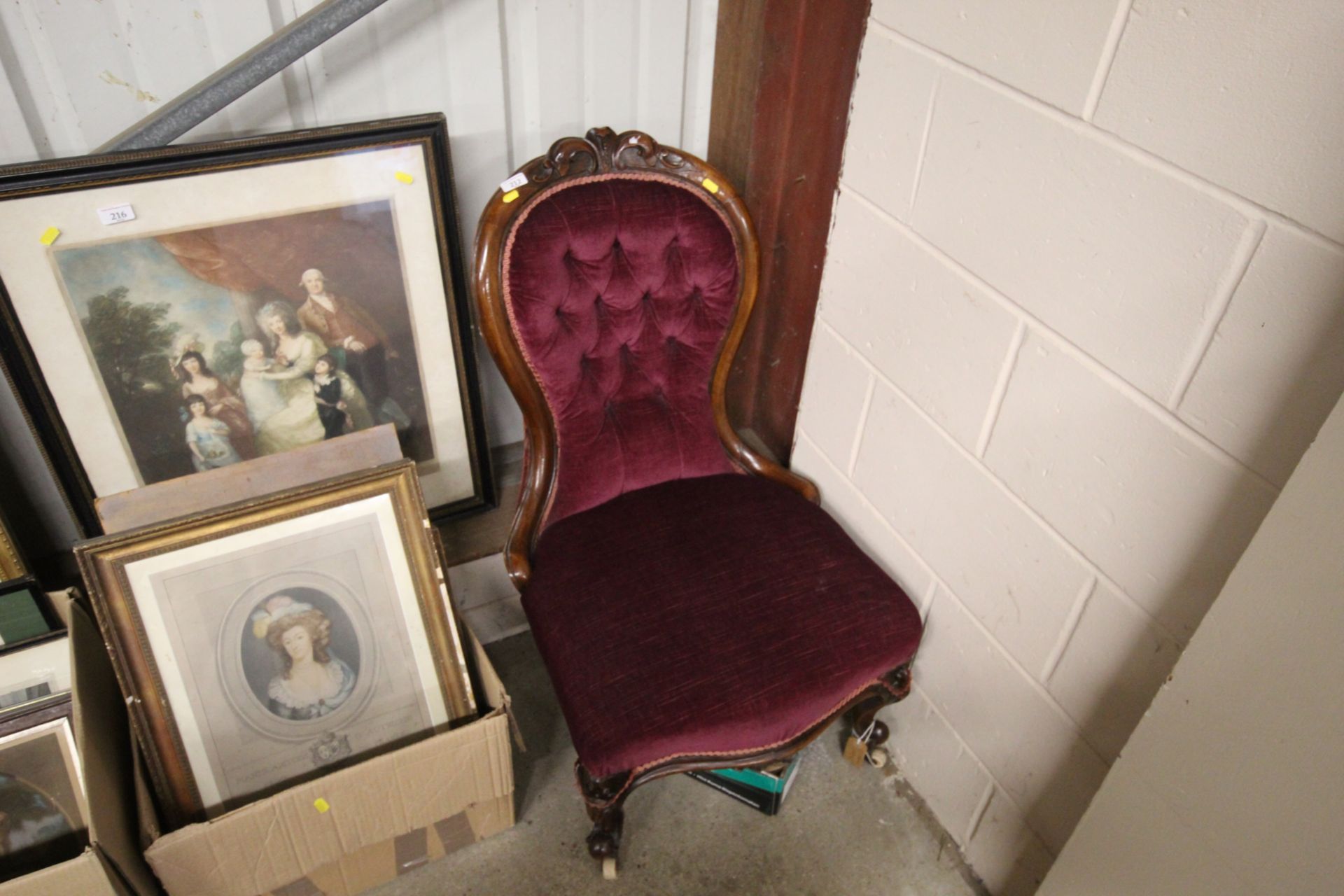 A Victorian mahogany framed nursing chair