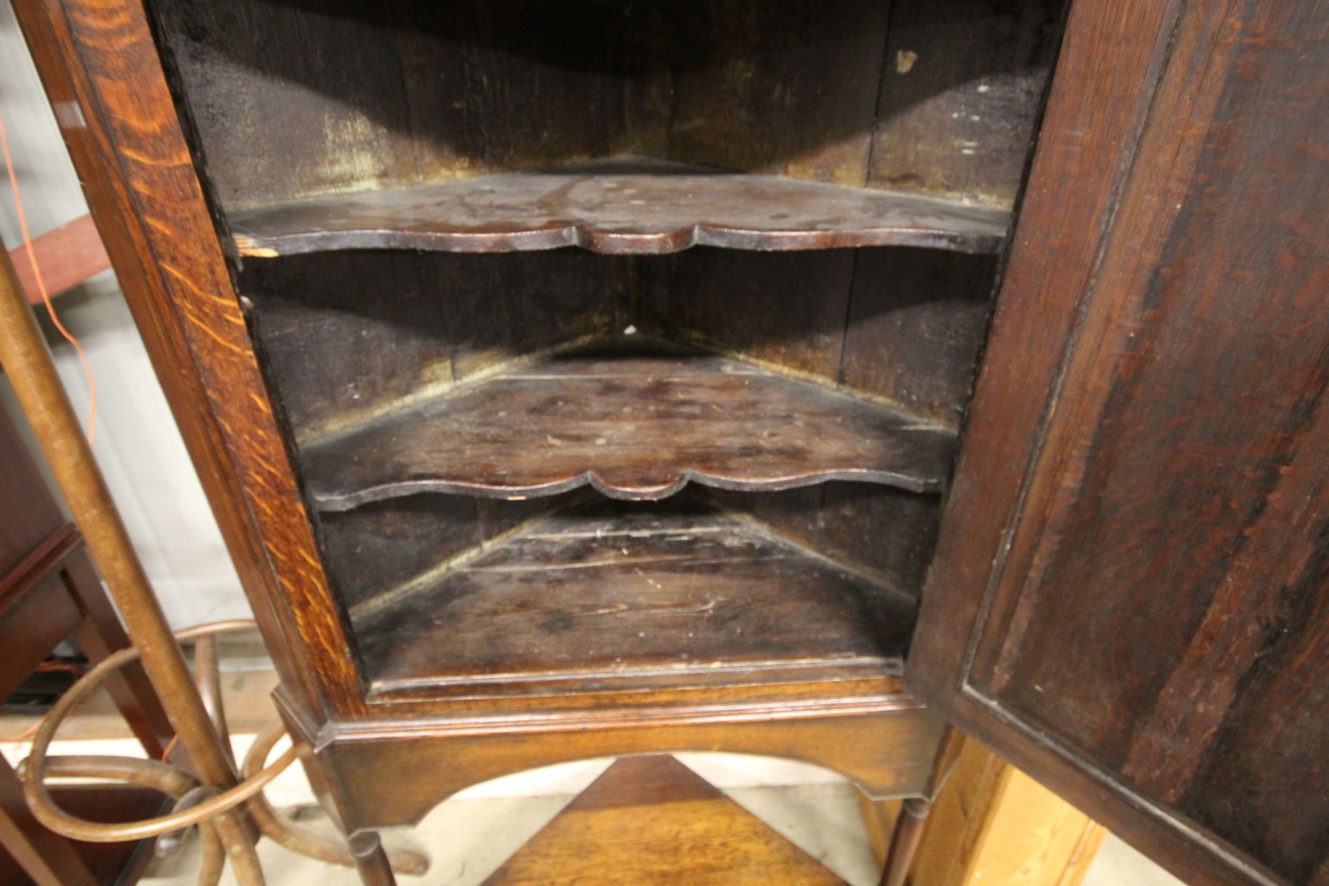 A Georgian oak corner cupboard on stand, the inter - Image 3 of 4