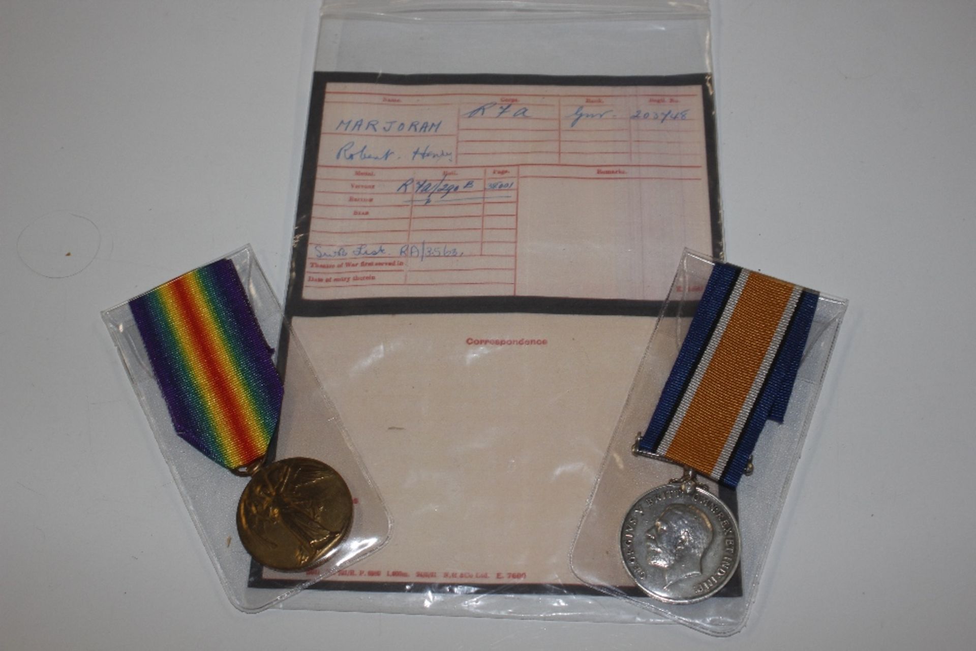 BWM and Victory medals to 203748 Gnr R.H. Marjoram