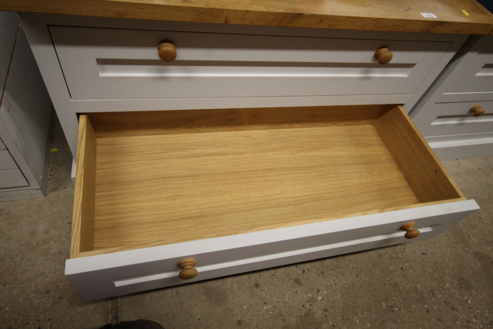 A pair of oak topped two drawer chests - Image 2 of 3