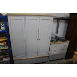 A Chilton oak grey painted three drawer wardrobe f