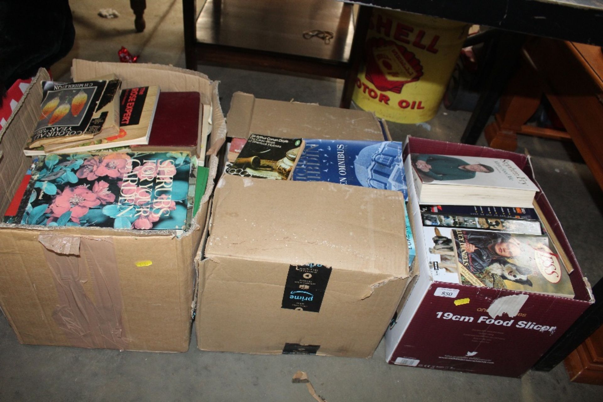 Three boxes of various books