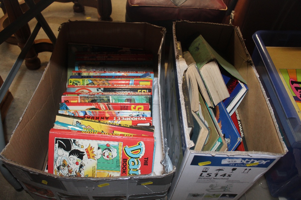 Two boxes of various books and children's annuals