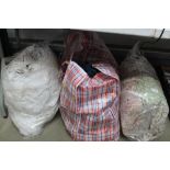 Three bags of various linen and material