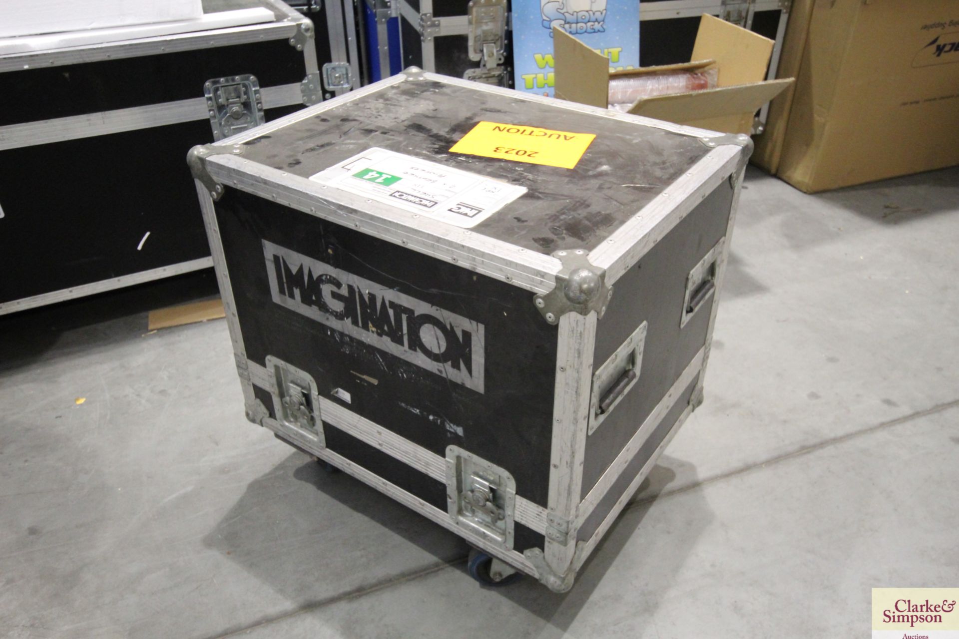 Wheeled flight case measuring approx. 55cm x 70.5cm x 55cm, containing two Brother HL2340DW - Image 2 of 6