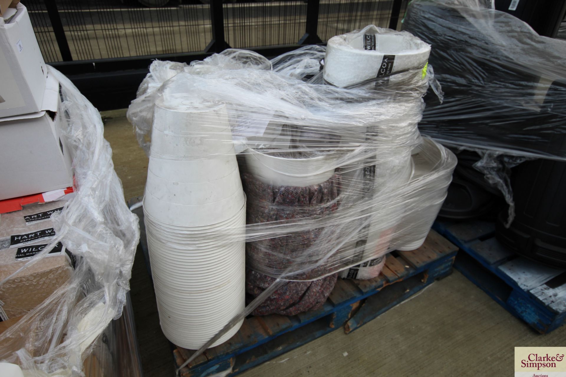 Pallet with a quantity of Ikea white and black plastic dustbins; ceramic plant pots etc. V - Image 2 of 8