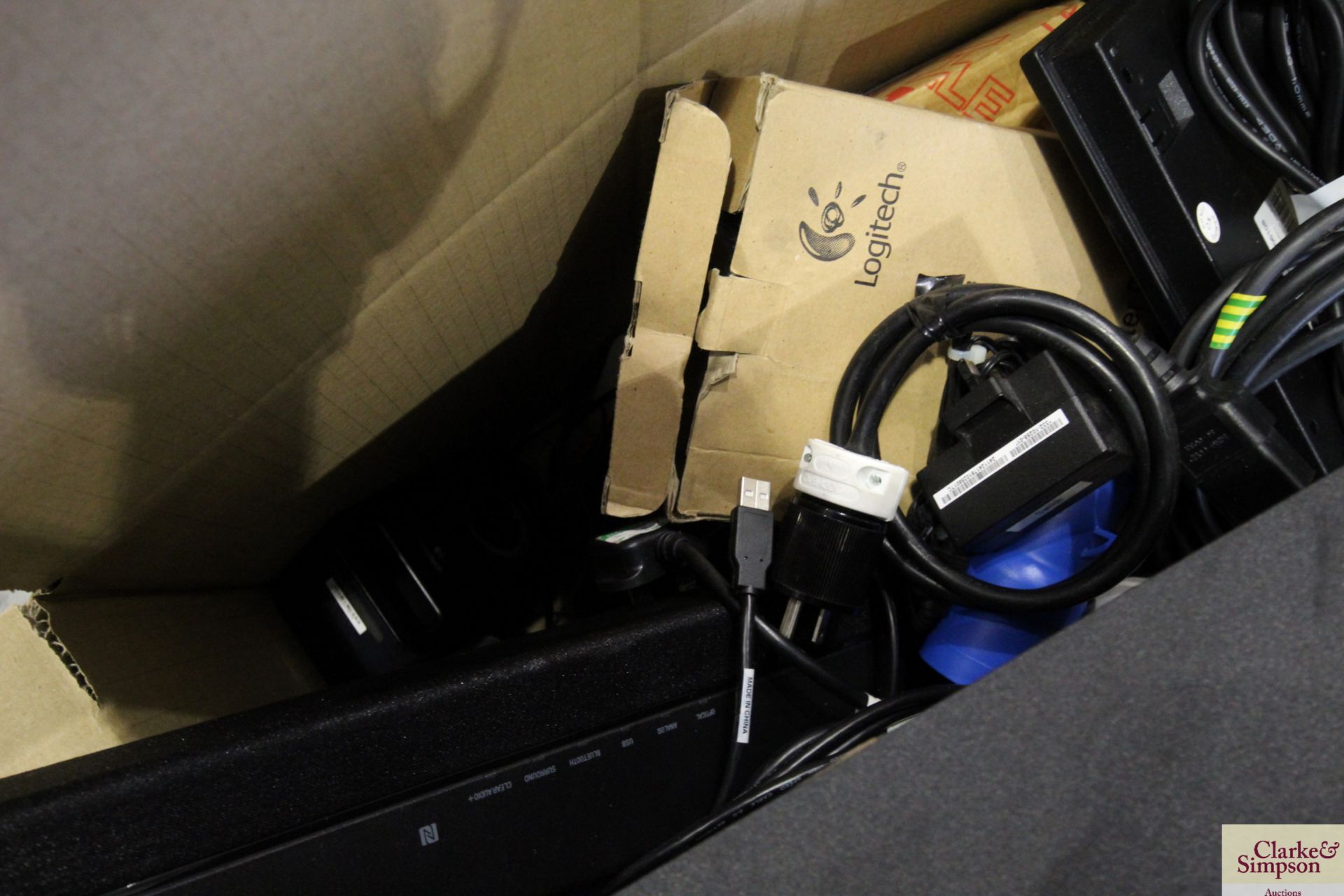 Box containing various speaker components, cabling etc., phones etc. V - Image 4 of 4