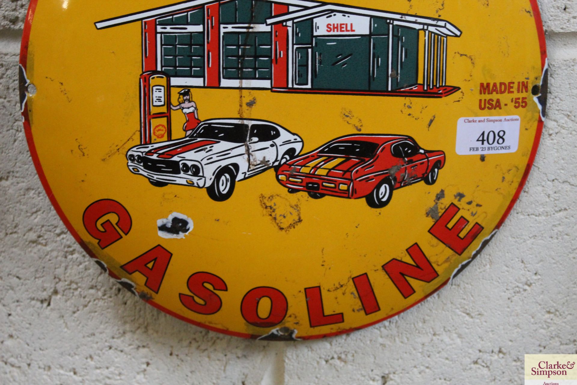 A reproduction "Shell Gasoline" circular enamel ad - Image 3 of 6
