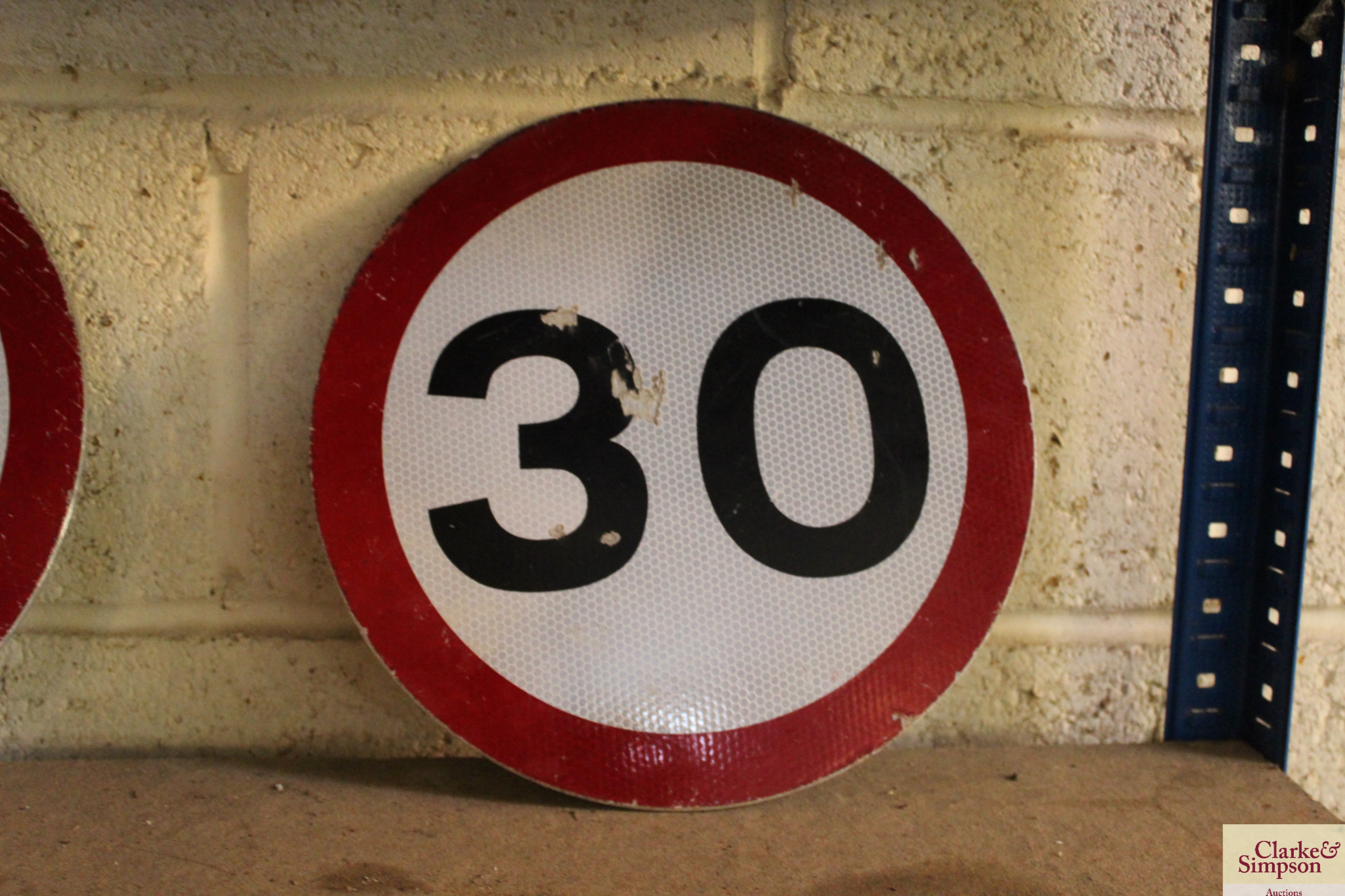 Two 30MPH reflective circular signs, approx. 12" d - Image 3 of 3