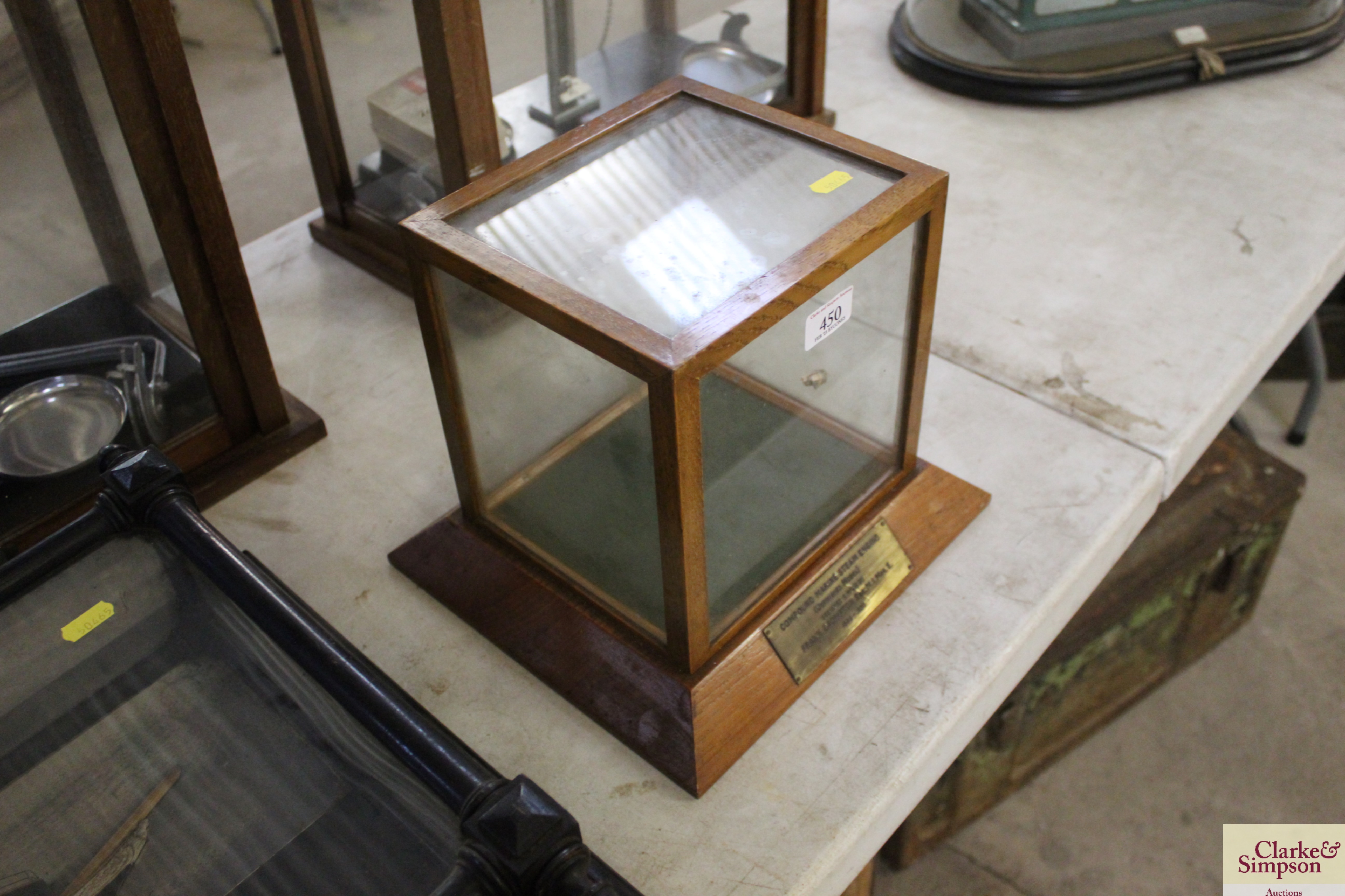 A small oak glazed display cabinet with plaque to - Image 2 of 3