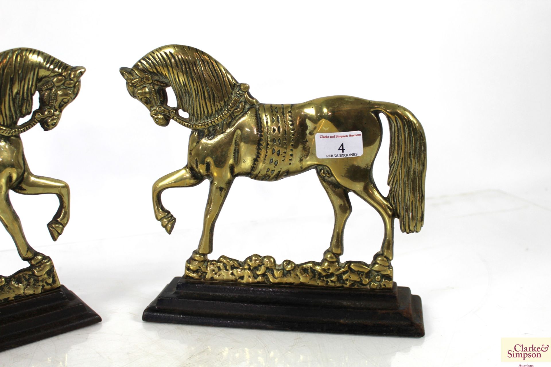 A pair of brass horse doorstops on cast iron bases - Image 3 of 3