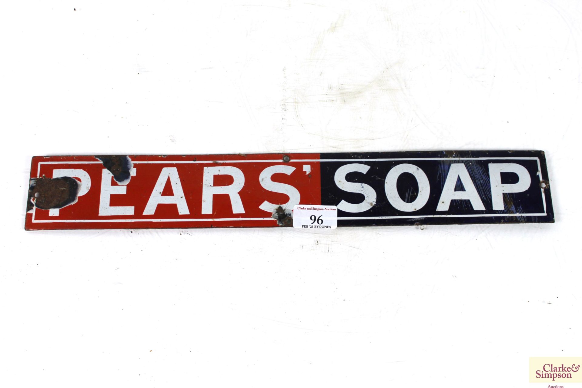 A "Pear's Soap" enamel sign, approx. 18½" x 2¾"
