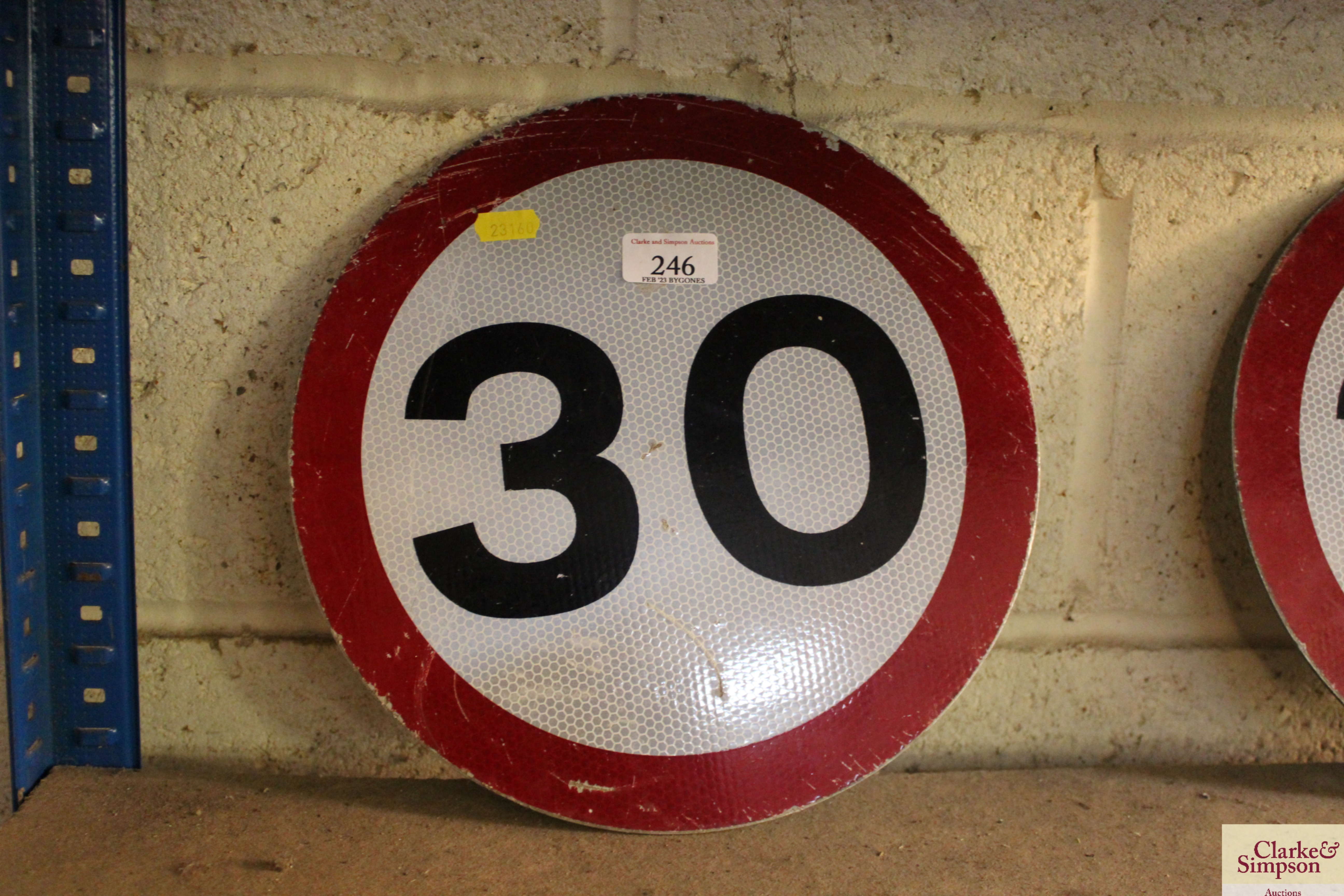 Two 30MPH reflective circular signs, approx. 12" d - Image 2 of 3