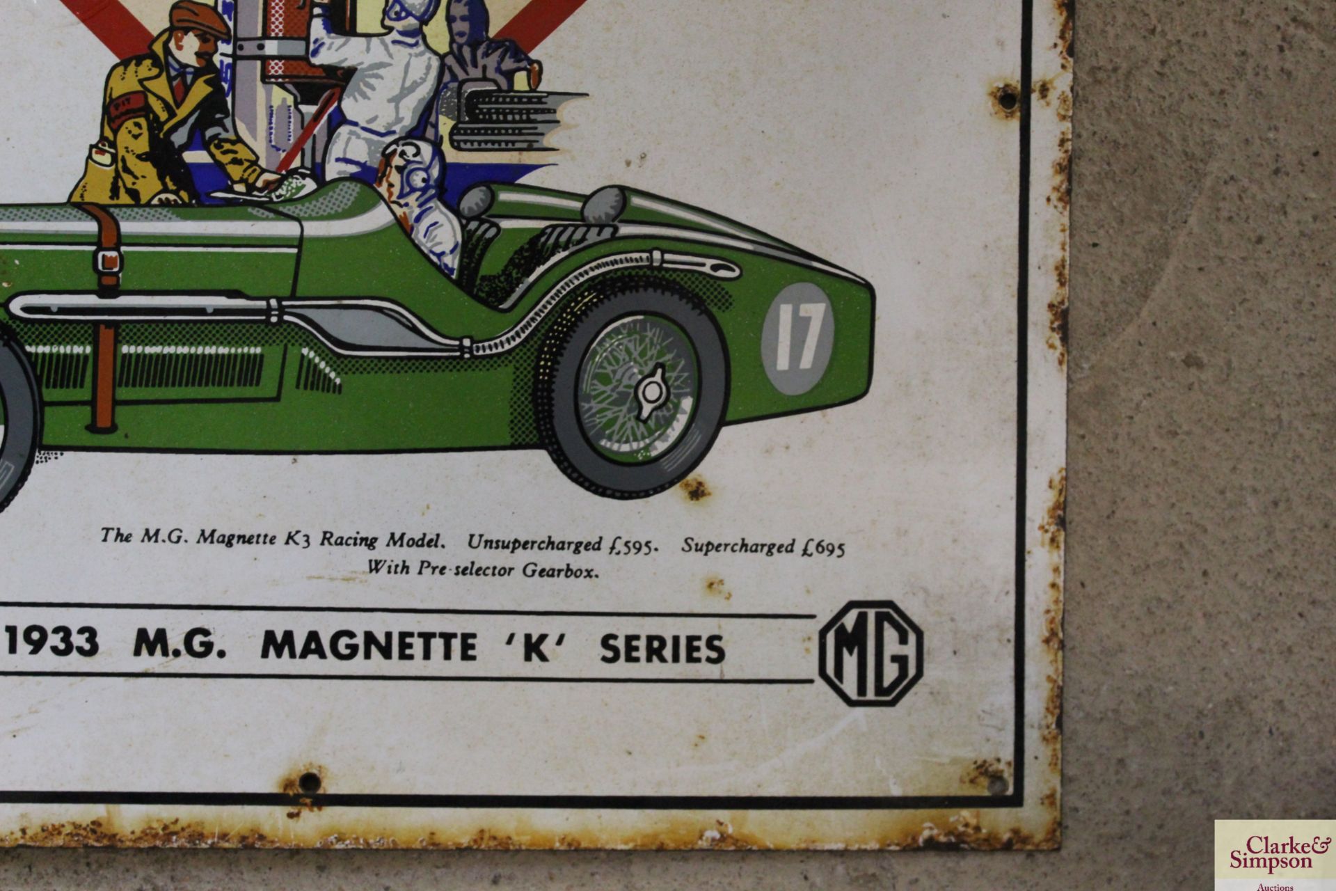 An ornate MG enamel sign for the "1933 MG Magnette - Image 4 of 10