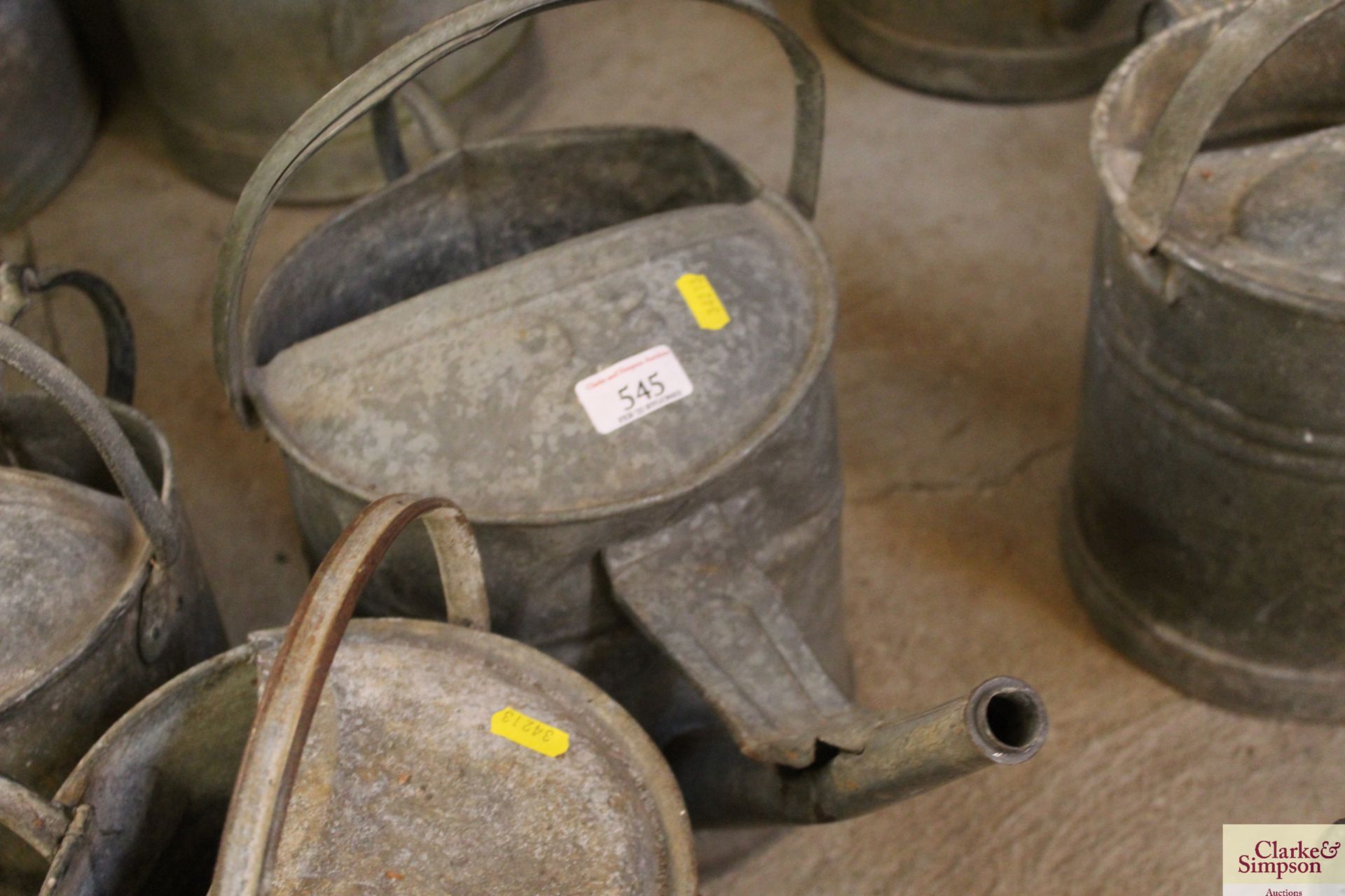 Three galvanised watering cans, one with rose - Image 3 of 4