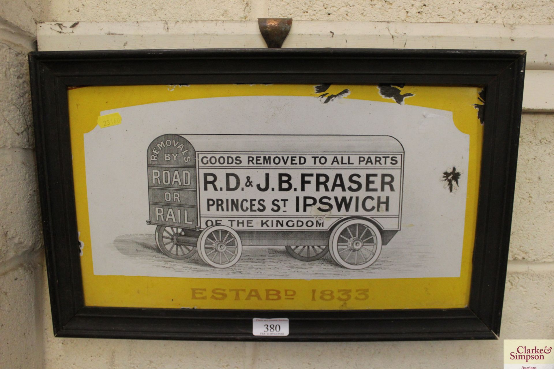 An enamel framed sign for R.D. & J.B. Fraser of Pr